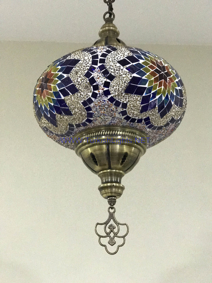 Turkish Handmade Mosaic  Hanging Lamp - Extra Large Globe - TurkishLights.NET