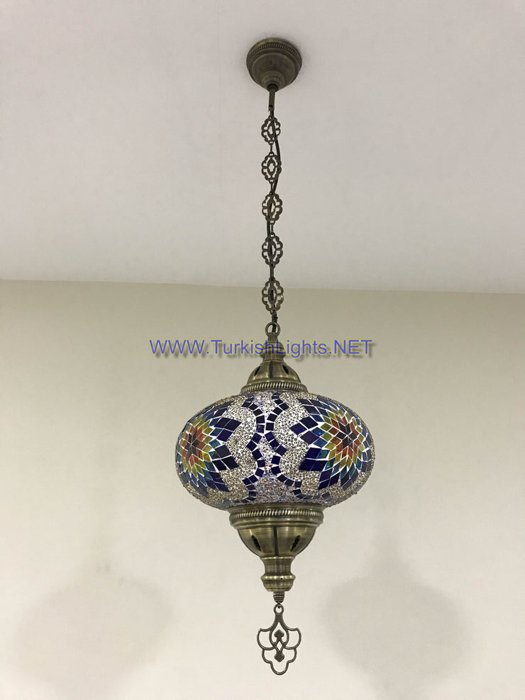 Turkish Handmade Mosaic  Hanging Lamp - Extra Large Globe - TurkishLights.NET