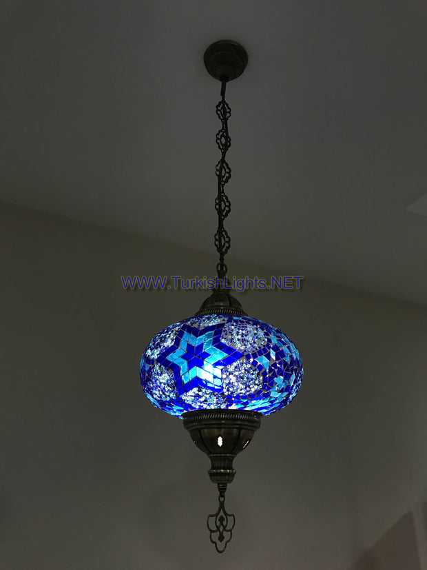 Turkish Handmade Mosaic  Hanging Lamp - Extra Large Globe - TurkishLights.NET