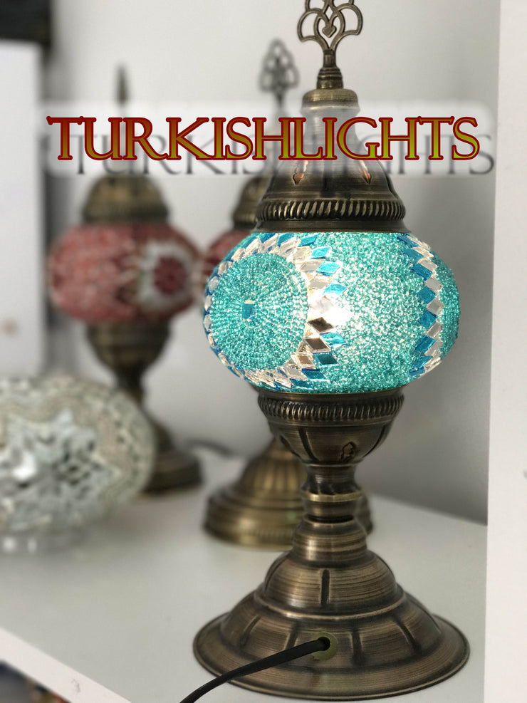 MOSAIC TABLE LAMP ,TURQUOISE, SPECIAL COLOR - TurkishLights.NET