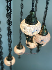 9-BALL TURKISH  MOSAIC CHANDELIER WITH MEDIUM GLOBES - TurkishLights.NET